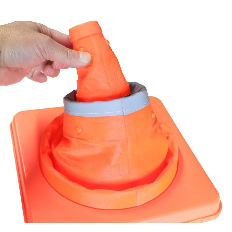 伸縮式カラーコーン ウェイト付 2個セット 高さ41cm 折り畳み三角コーン オレンジ |  | 03