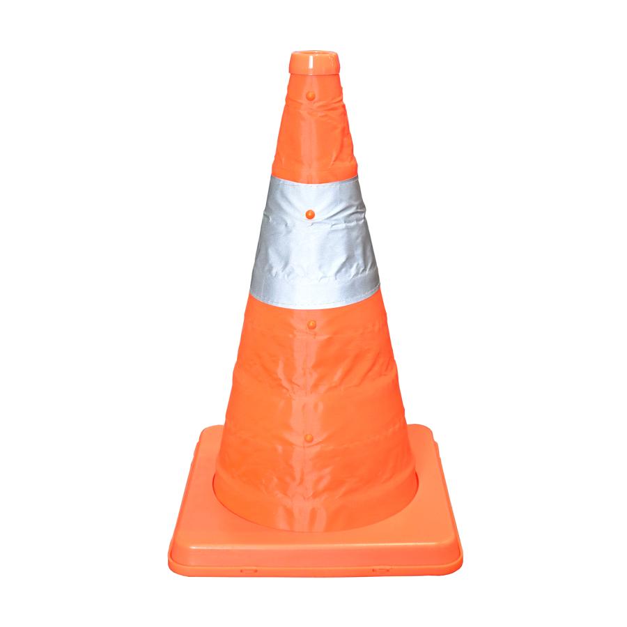 伸縮式カラーコーン ウェイト付 2個セット 高さ41cm 折り畳み三角コーン オレンジ |  | 05