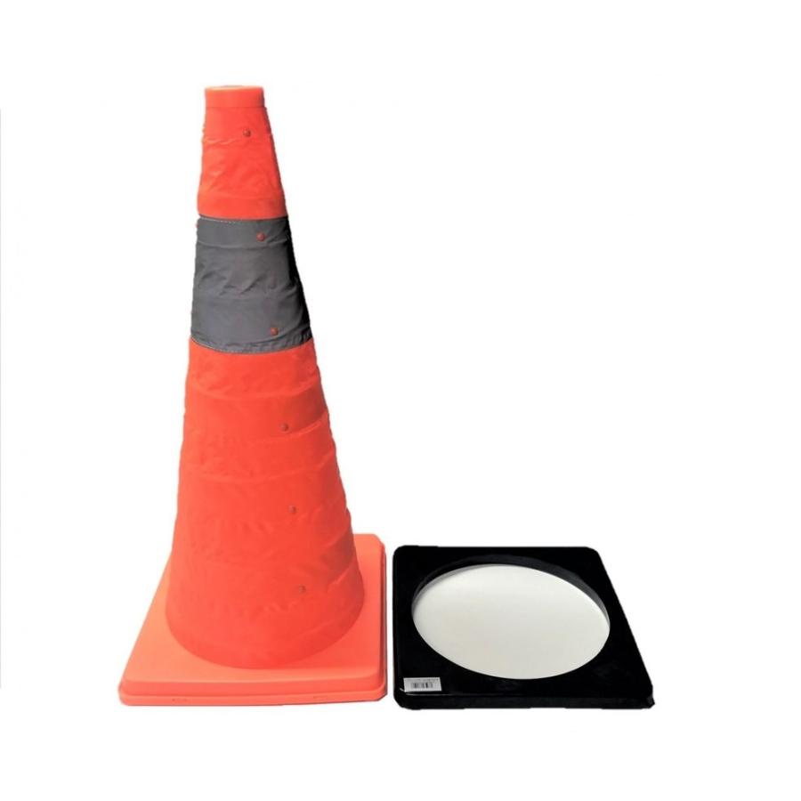伸縮式カラーコーン ウェイト付き 2個セット 高さ62cm 折り畳み三角