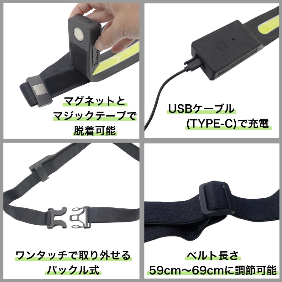 ショルダーLEDライト 1000ルーメン 充電式 ベルトライト アウトドアライト タスキ掛け マグネット付き |  | 03