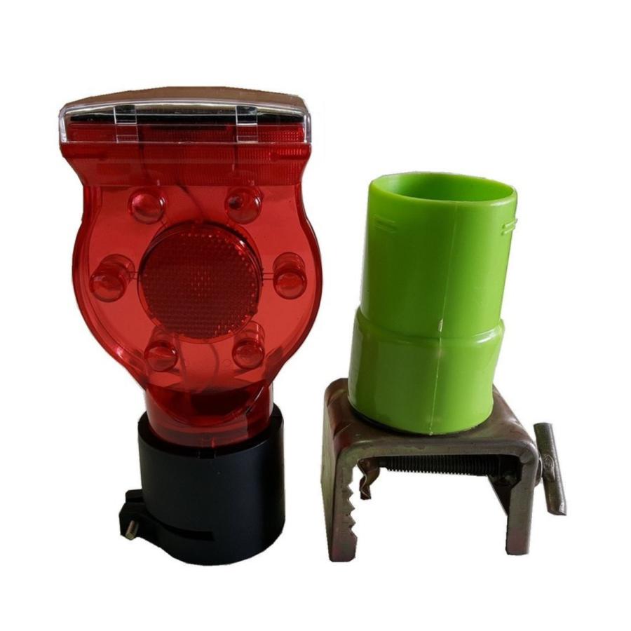 ソーラー工事灯 単管取付バイス付 10個セット 送料無料 ソーラー保安灯 夜間のみ点滅 | 