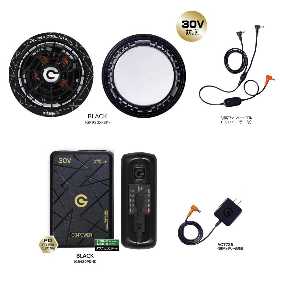GB-POWER ペルチェ冷却ファンセット 長信ジャパン GB-POWER 30V ペルチェ一体型ファン+バッテリーセット
