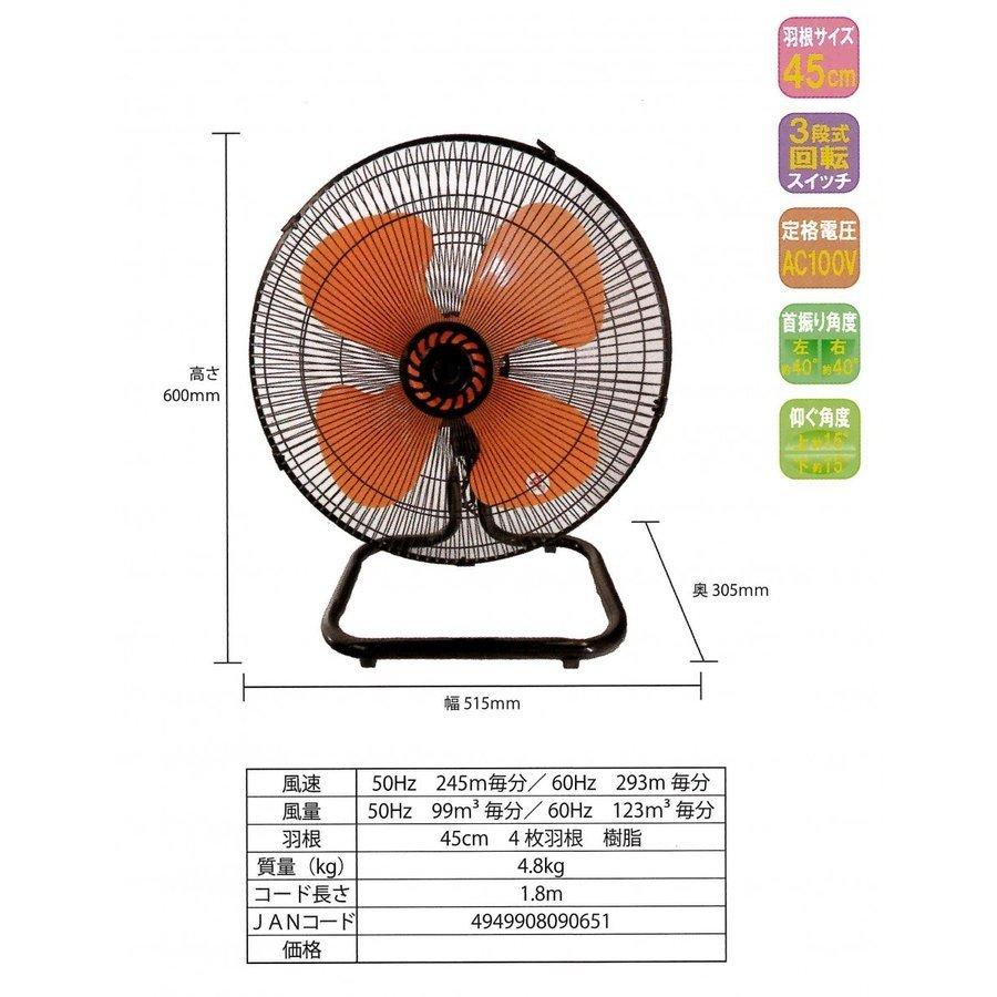 工場用扇風機 工場扇 床置き型 45cm 大型扇風機 据え置き型工場扇