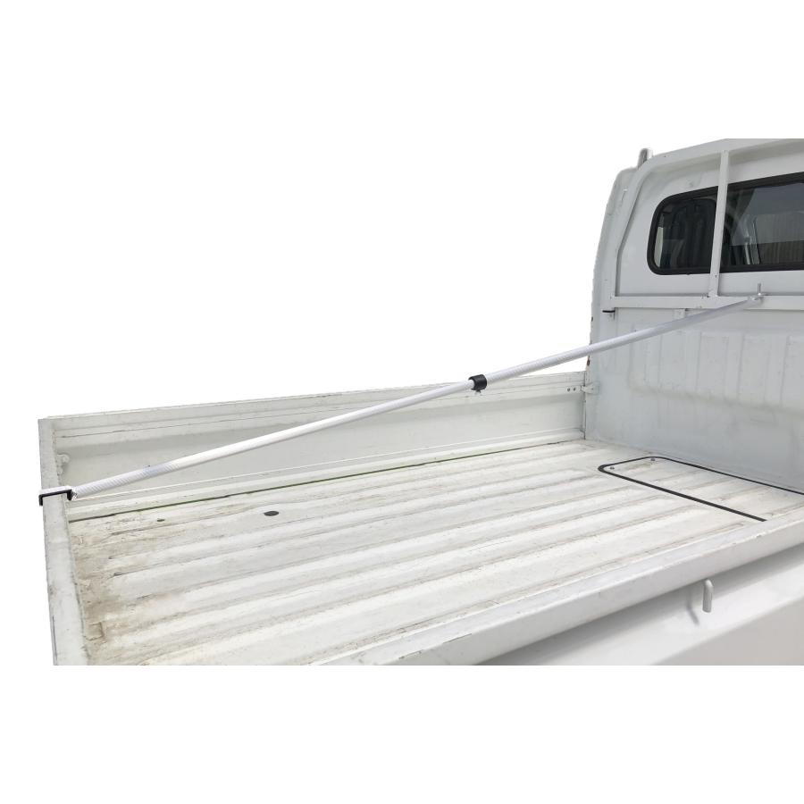 トラックシート 伸縮式荷台ポールセット スロープ型 OD 国防色 軽トラ用 標準荷台軽トラック用 コードゴム4ｍ×2本付き エステル帆布 荷台シート |  | 02