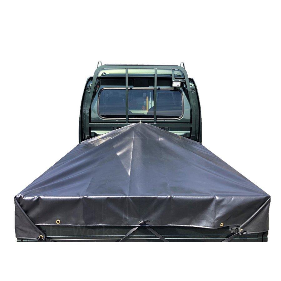 トラックシート スーパーキャリイ用シート 伸縮式荷台ポールセット スロープ型 ブラック コードゴム4ｍ×2本付き エステル帆布トラックシート 荷台シート |  | 05