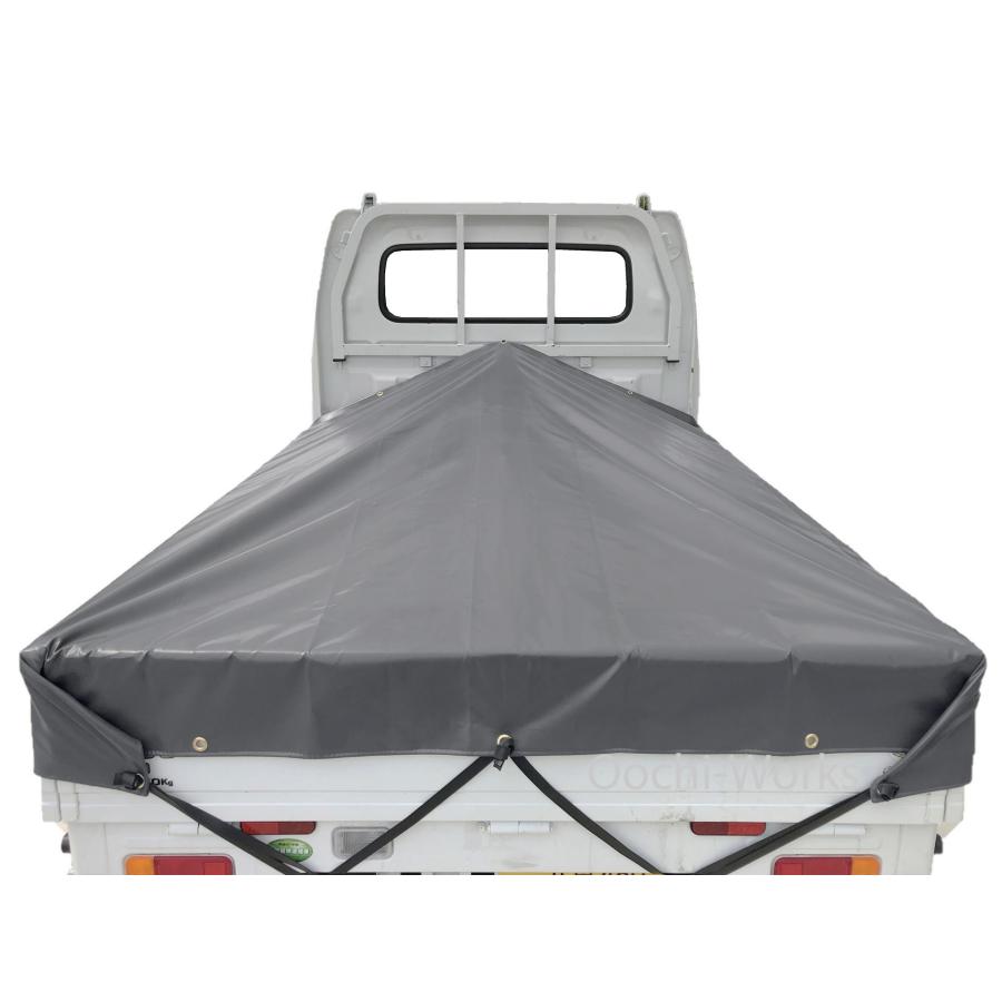 軽トラックシート スロープ型 シート単品 グレー  (前)2.0ｍ・(後部)1.9ｍ×(長さ)2.15ｍ コードゴム4ｍ×2本付き 台形シート の商品画像