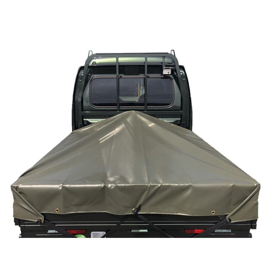 スーパーキャリイシート スロープ型 シート単品 OD 国防色 (前部)2.0ｍ・(後部)1.9ｍ×(長さ)1.7ｍ コードゴム4ｍ×2本付き 台形シート | 