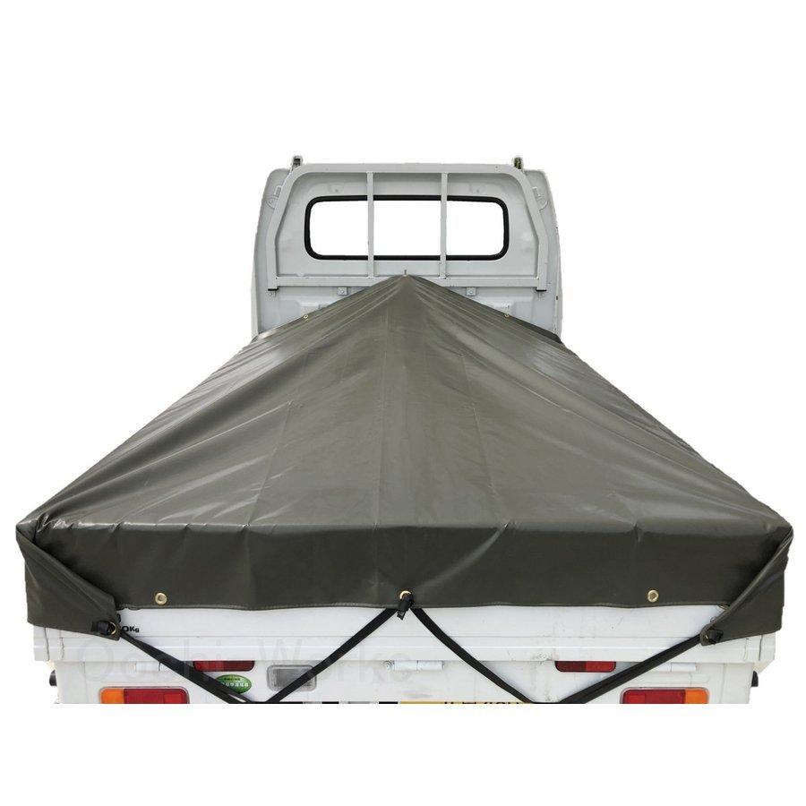 バンジーコード 10本付 トラックシート 伸縮式荷台ポールセット スロープ型 OD 国防色 軽トラ用 標準荷台軽トラック用 エステル帆布 荷台シート シートカバー |  | 06