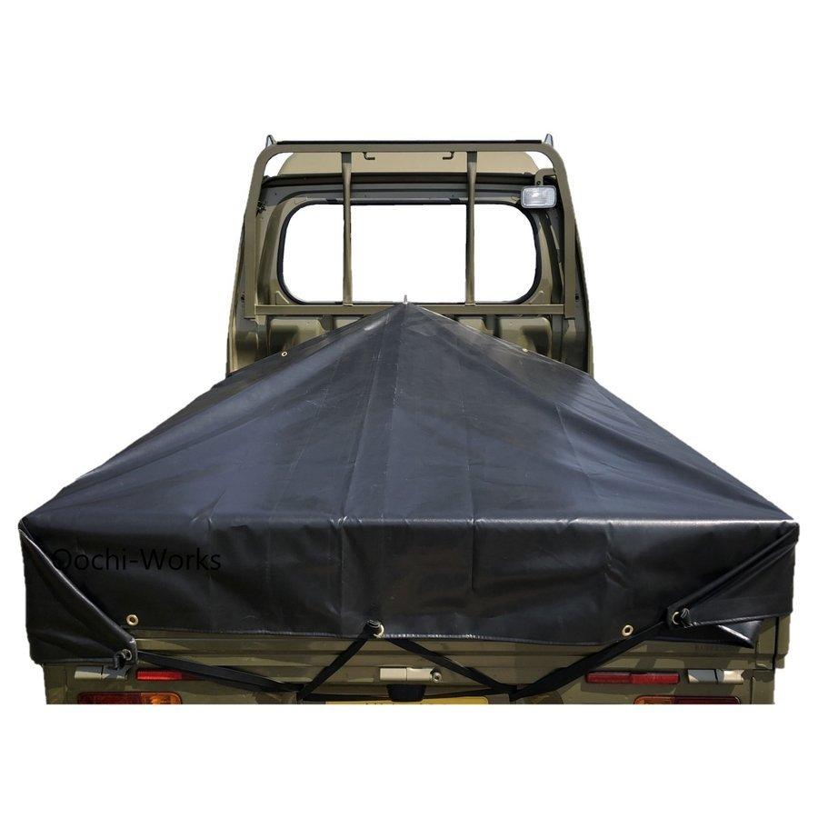 バンジーコード 10本付 トラックシート ハイゼットジャンボ用シート 伸縮式荷台ポールセット スロープ型 ブラック エステル帆布トラックシート 荷台シート |  | 06