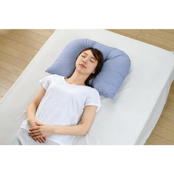 越後ふとん 優しく包み込まれる整体ピロー 63×43cm ブルー系 2折 越後ふとん 優しく包み込まれる整体ピロー 63×43cm ブルー系 2折