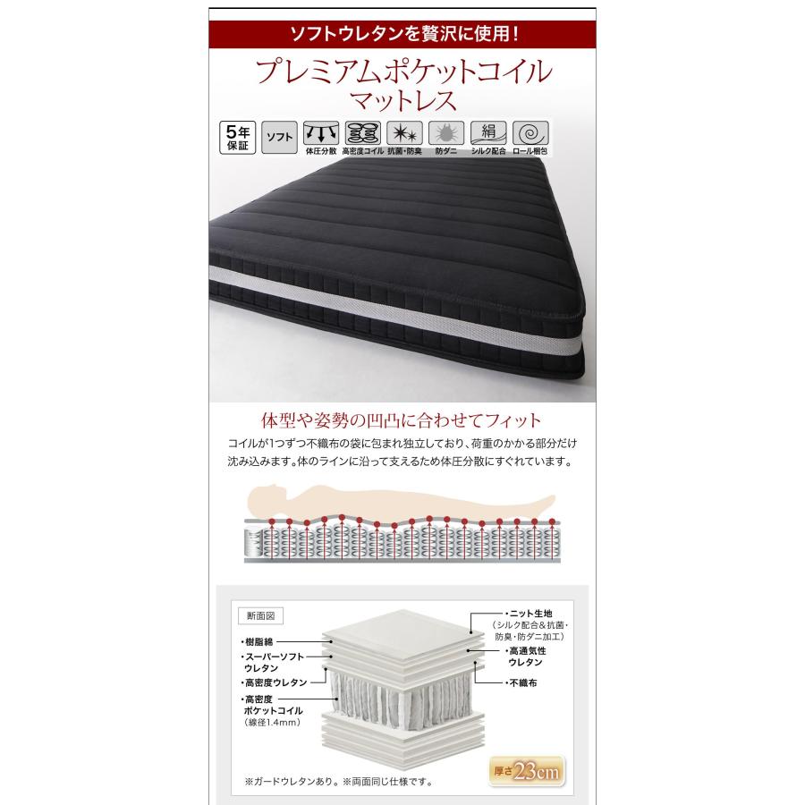 ベッド ベット ダブル クイーン D Q ベッドフレーム マットレス付 背もたれ ヘッドレスト 高級 レザー プレミアムポケットコイルマットレス付き クイーン_13