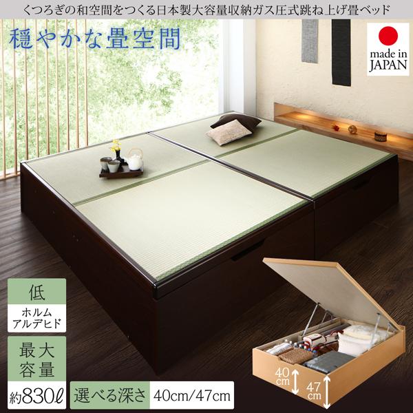 【公式】 ベッドフレーム 畳ベッド セミダブル くつろぎの和空間をつくる日本製大容量収納ガス圧式跳ね上げ畳ベッド 中国産畳 セミダブル 深さグランド 【EI1282048449】(45793円)