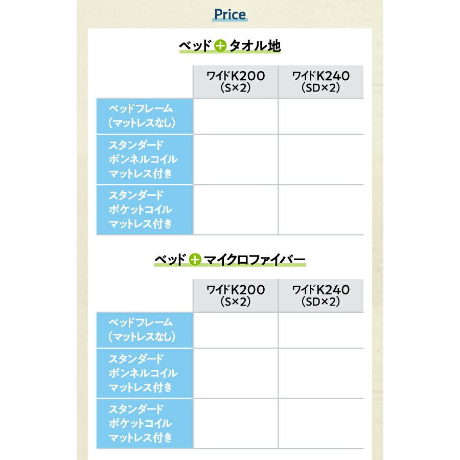 セットでお得 ライト・コンセント付大型連結フロアベッド スタンダードボンネルコイルマットレス付き タオル ワイドK200｜mega-star｜16