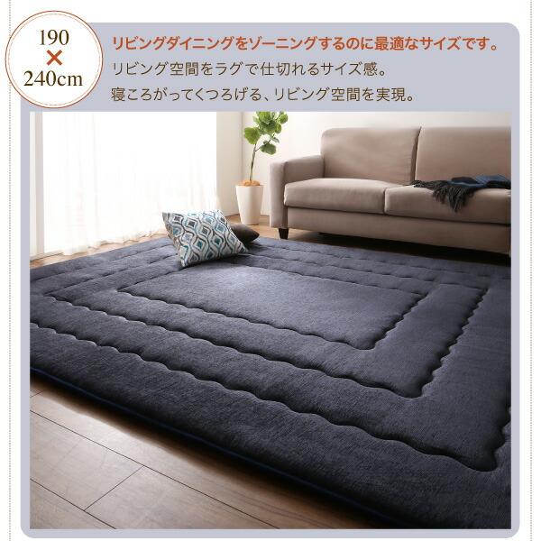 ラグ 厚み40mmのふっくら厚敷きクッションラグ 190×190cm_11