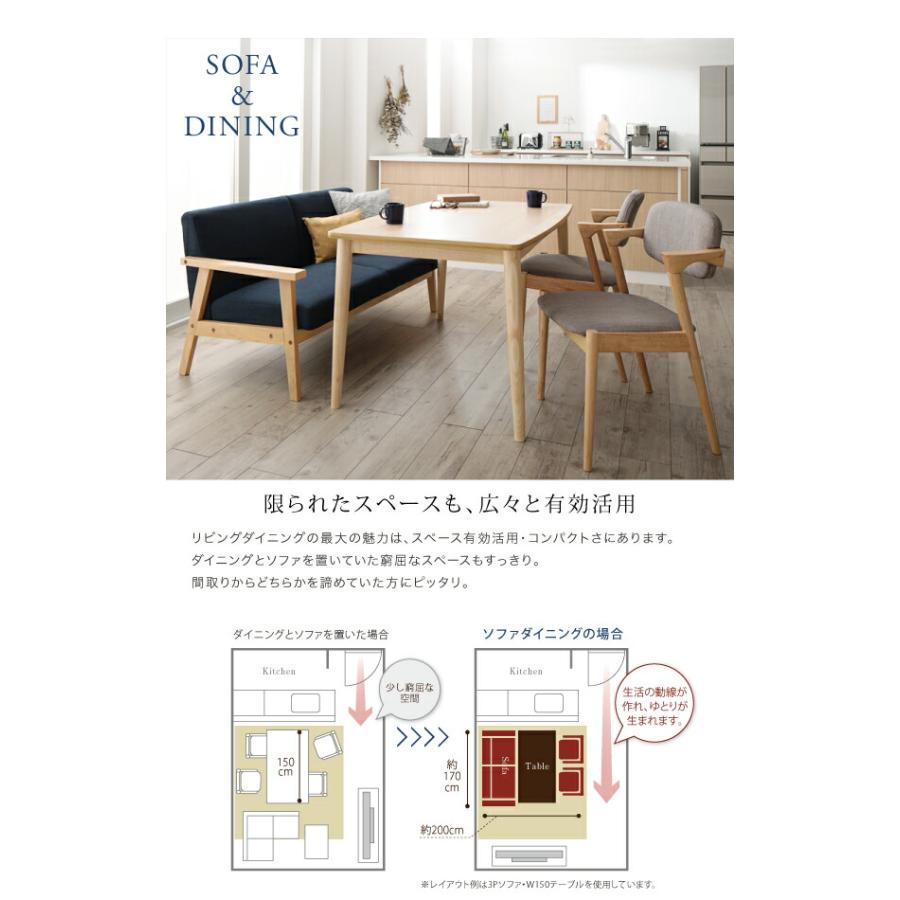 ダイニングセット（テーブル&ソファ チェア） 子供の高さに合わせた 4人 4点セット(テーブル+2Pソファ1脚+チェア2脚) W120 組立設置付_5