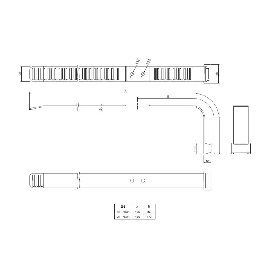 因幡電工 バンド 結束 幅広 支持 固定 ビッグタイ BT-450N 20本入