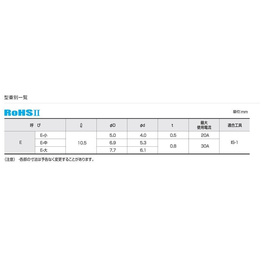 E-中 100個入 リングスリーブ 銅線用裸圧着スリーブ 終端重ね合わせ用スリーブ 富士端子工業 |  | 02