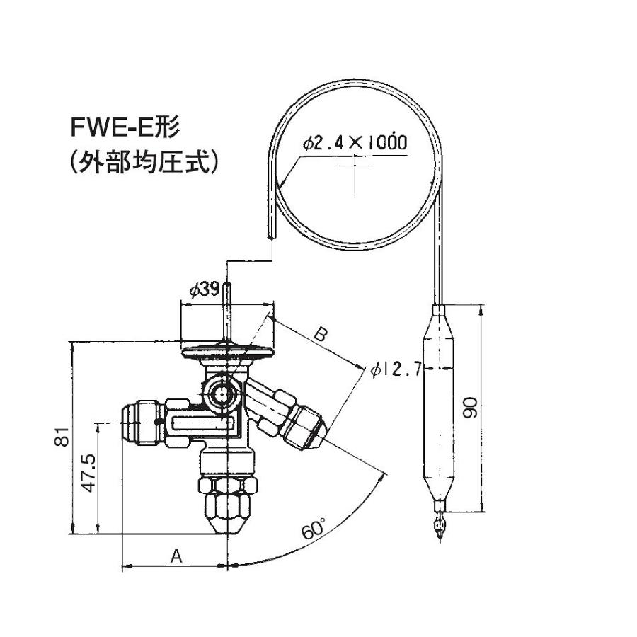 膨張弁 不二工機 FWE形温度膨張弁 FWE-E2034GW 外均 フレア R410A 冷房