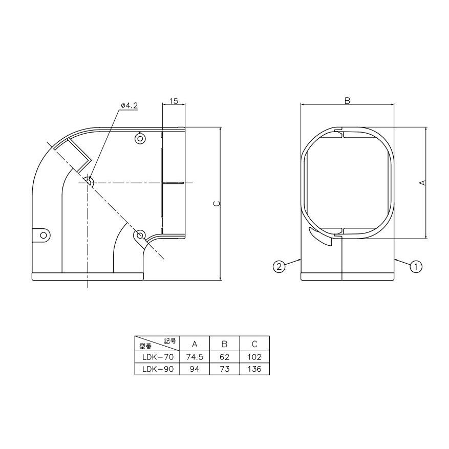 因幡電工 スリムダクトLD コーナー平面 90° LDK-90 |  | 01