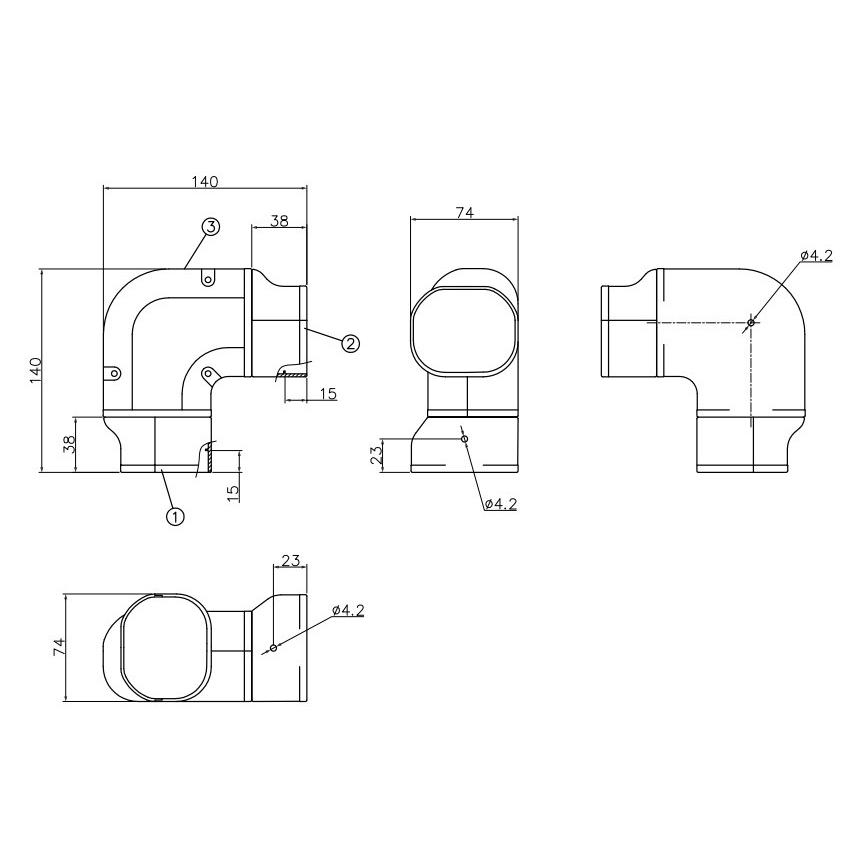 因幡電工 スリムダクトLD ひねり90°エルボ LDN-70 |  | 02