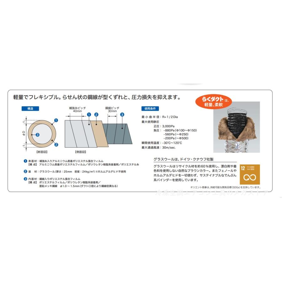 オリエント商事 らくダクト Luck Duct 150φ 7.6m 保温付きダクト オリエント商事 らくダクト Luck Duct 150φ 7.6m 保温付きダクト