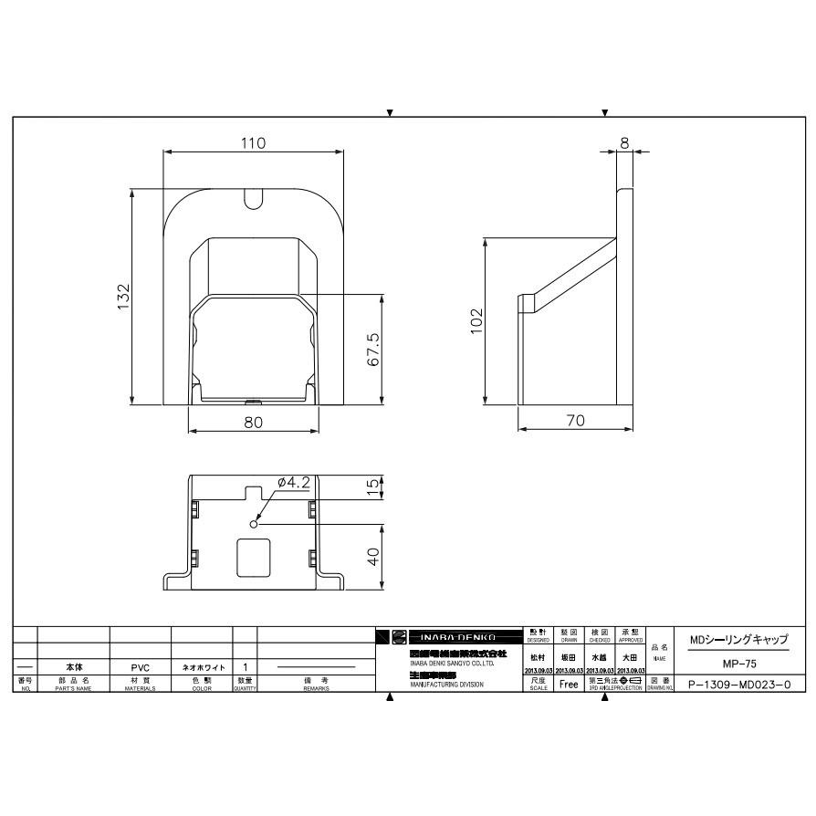 因幡電工 スリムダクトmd シーリングキャップ ｍp 75 W 配管化粧カバー 室内用 マンションダクト Mp 75 W 冷凍空調エアコン工具のメガストア 通販 Yahoo ショッピング