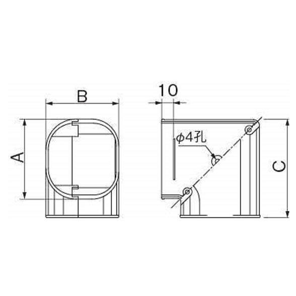 因幡電工 スリムダクトSD ミニスリムコーナー平面90° SKM-66 : 冷凍