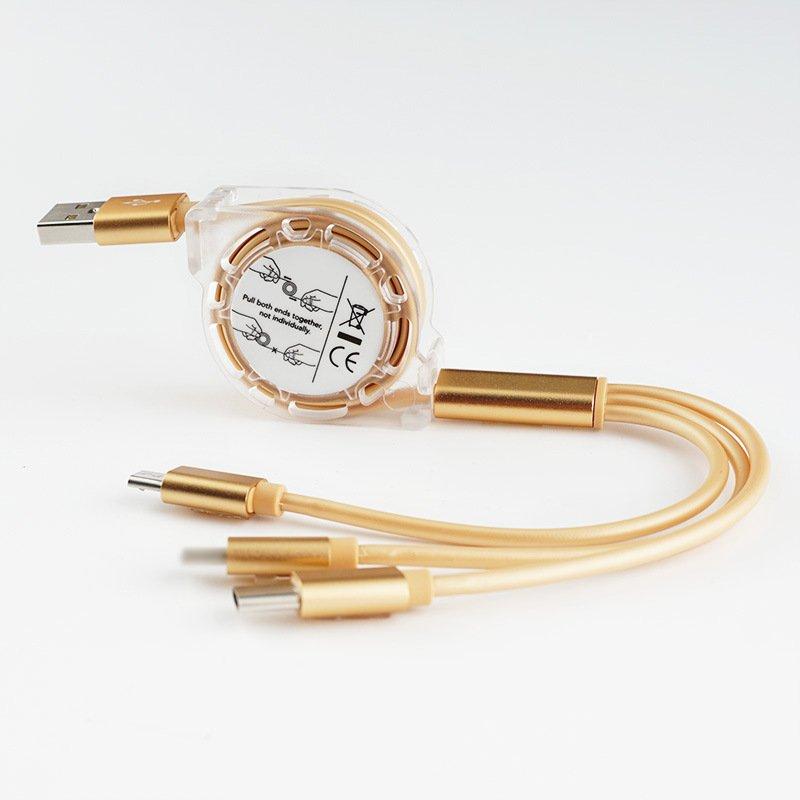GINGER掲載商品】 New Chargee 3in1 急速充電 充電ケーブル 巻き取り iPhone 充電 ケーブル USB Type-c 巻取り 一本三役2.1A コンパクト リール式 コード ポイント消化 セール 3in1 リール式 iPhone 急速充電