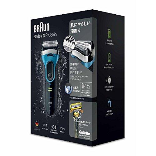 美品 ブラウン メンズ電気シェーバー シリーズ3 3080s-B-P1 ブルー 【2397458605】(13125円)