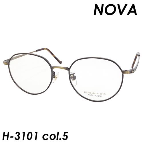 NOVA(ノバ) メガネ H-3101 col.5 [AT-GOLD/BR] 49ｍｍ 日本製 HAND MADE ITEM｜megane-hayami