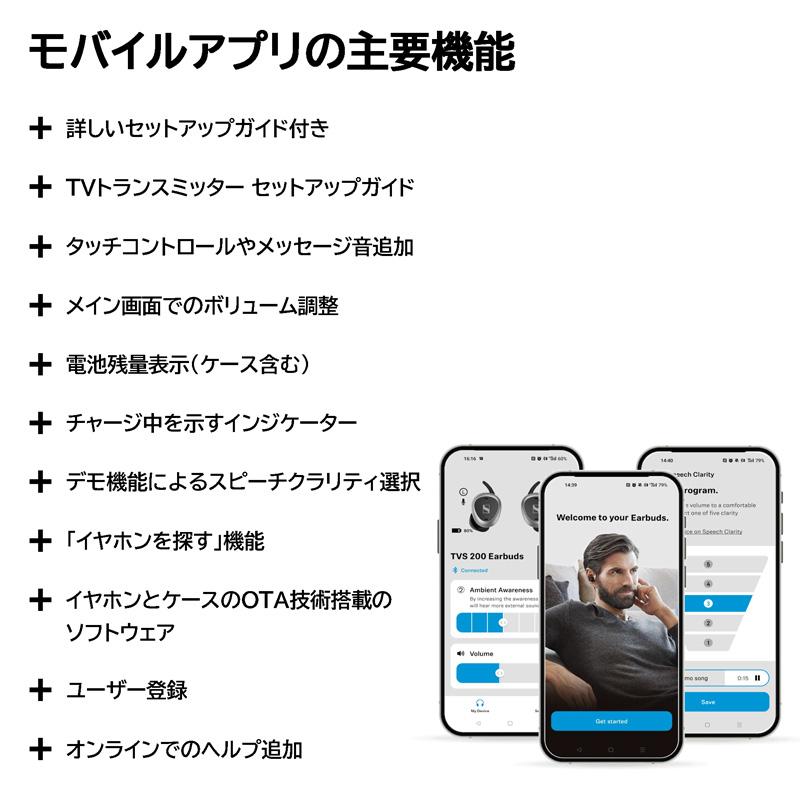 Sennheiser ゼンハイザー 集音器 TVS200セット ワイヤレスイヤホン型 テレビ 映画 会話 通話 プレゼント ギフトの画像
