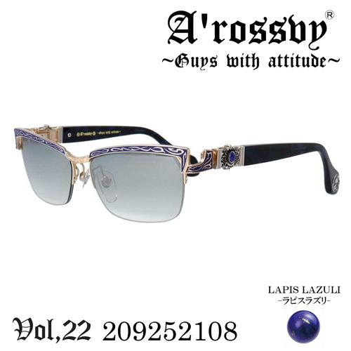 A’rossvy ロズヴィー サングラス 209252108 58mm ゴールド/ネイビーブルー/ラピスラズリ 2022 Vol.22 ロズビー 日本製 925Silver ナイロール 七宝加工 A'rossvy（ロズヴィ） ロズヴィー サングラス 209252108 58mm ゴールド