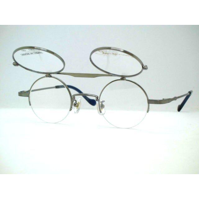 ジョンレノンハーフリムハネ上げ小さめ丸めがね メガネ 老眼鏡 複式ハネ上げ小さい丸メガネ 日本製 複式跳ね上げ丸眼鏡 ｊｌ10 日本製 メガネのハヤシ 複式跳ね上げ丸眼鏡 Jl10