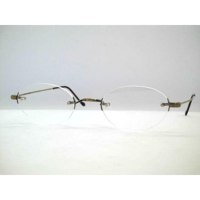 日本製 ツーポイント一山オーバル型めがね　軽量チタンフチなし鼻なし　たまご型フレーム　フチなしオーバルメガネ　UNION ATLANTIC・UA3612B