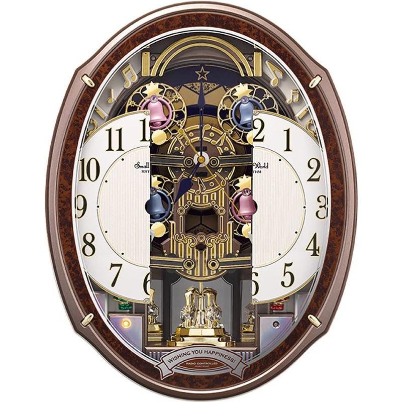 リズム時計 からくり 電波 掛時計 4MN545RH23 スモールワールド