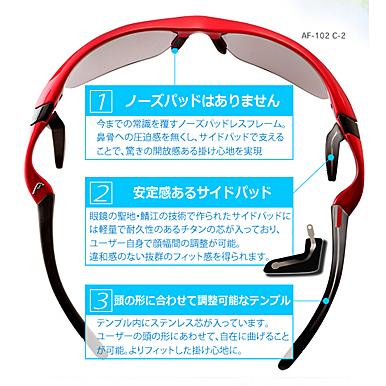 AirFly エアフライ スポーツ サングラス AF301-C32L Lサイズ フチナシ サイクリング/マラソン/ゴルフ/ジョギング鼻パットなし エアーフライの画像