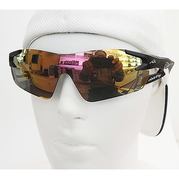 AirFly エアフライ スポーツ サングラス AF301-C3L Lサイズ フチナシ サイクリング/マラソン/ゴルフ/ジョギング 鼻パットなし エアーフライの画像