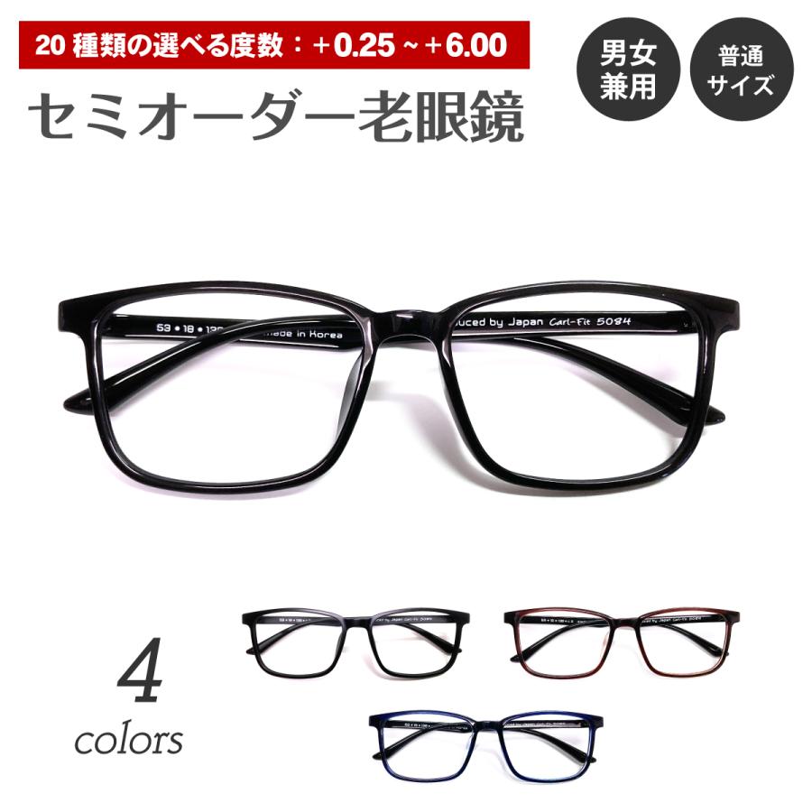 セミオーダー 老眼鏡 リーディンググラス スクエア ステンレス製