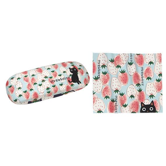 トレンド メガネケース クロスつき ノアファミリー ネコのケース イチゴとたま