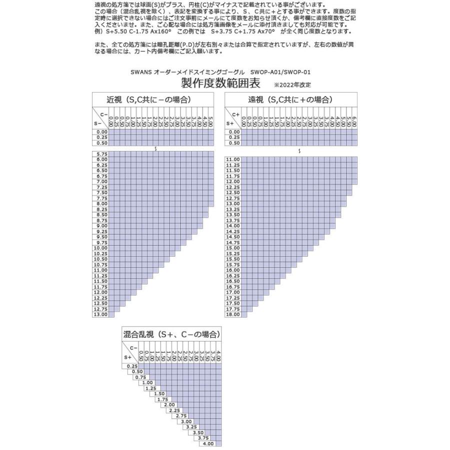 【只今完成までに４週間前後】ジュニア用オーダーメイド度付きスイミングゴーグル SWOP-01　スモークレンズタイプ | SWANS | 01