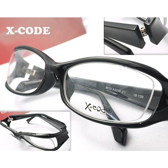 ブラックフレーム メガネ(度あり) メガネ 度付 X-Code Eyewear エアロフレーム Black 超弾力性新