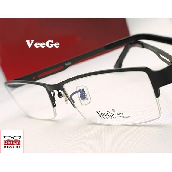 メガネ 度付 VeeGe Eyewear Black 純チタン素材 ハーフリムフレーム