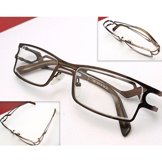 メガネ 度付 T-collection Eyewear Brown メタルフレーム ナイロール