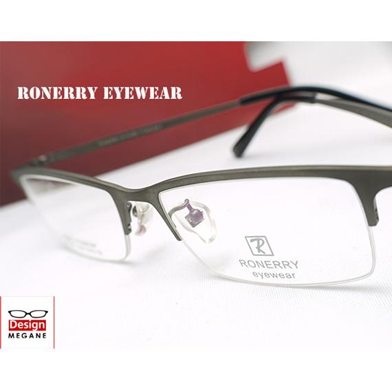 メガネ 最大54%OFFクーポン 度付 RONERRY Eyewear Gray 純チタン素材 ビッグ割引 ハーフリム 無料キャンペーン中 対応 送料無料 一式 伊達メガネ カラーレンズ 眼鏡