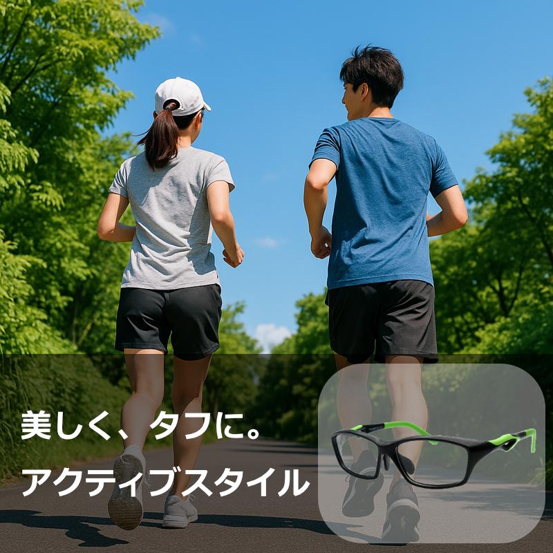 スポーツデザインメガネセット 10177 57サイズ ブラック ホワイト
