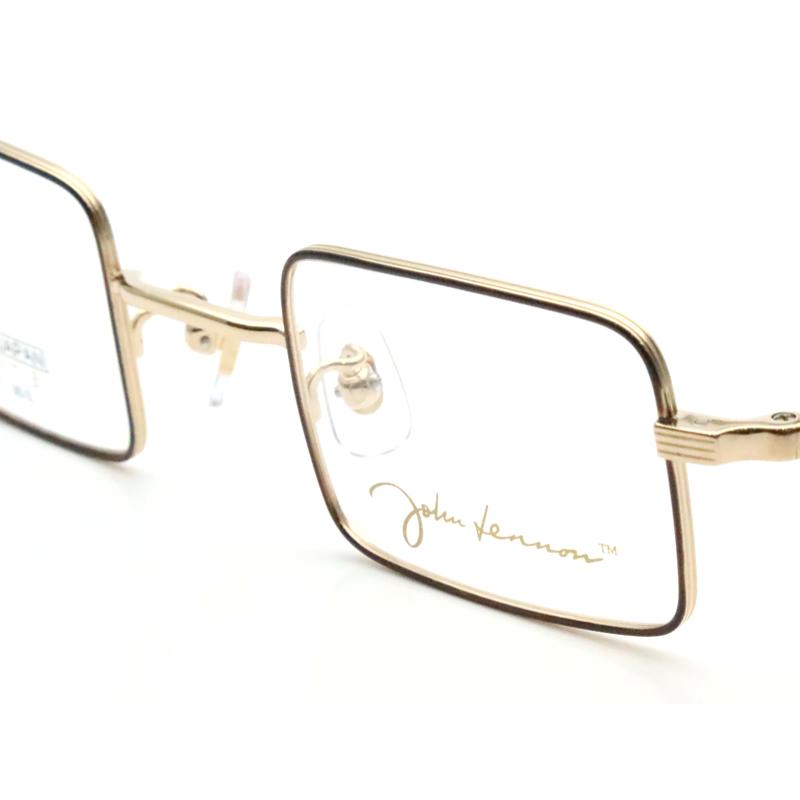 超希少美品John Lennon メガネ ゴールド ジョンレノンメガネセット JL-1116 1 ゴールド ブラウン 四角 レンズ