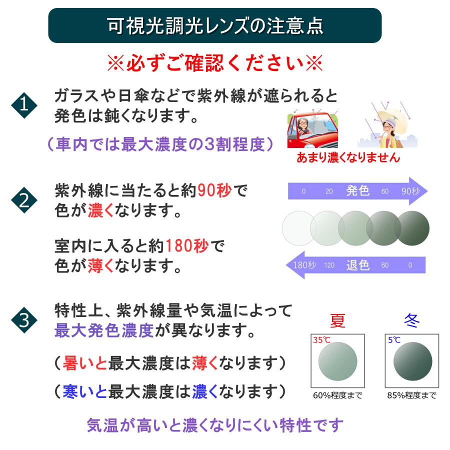 度付き 可視光調光レンズ センシティダーク 可視光+紫外線で色が変わる