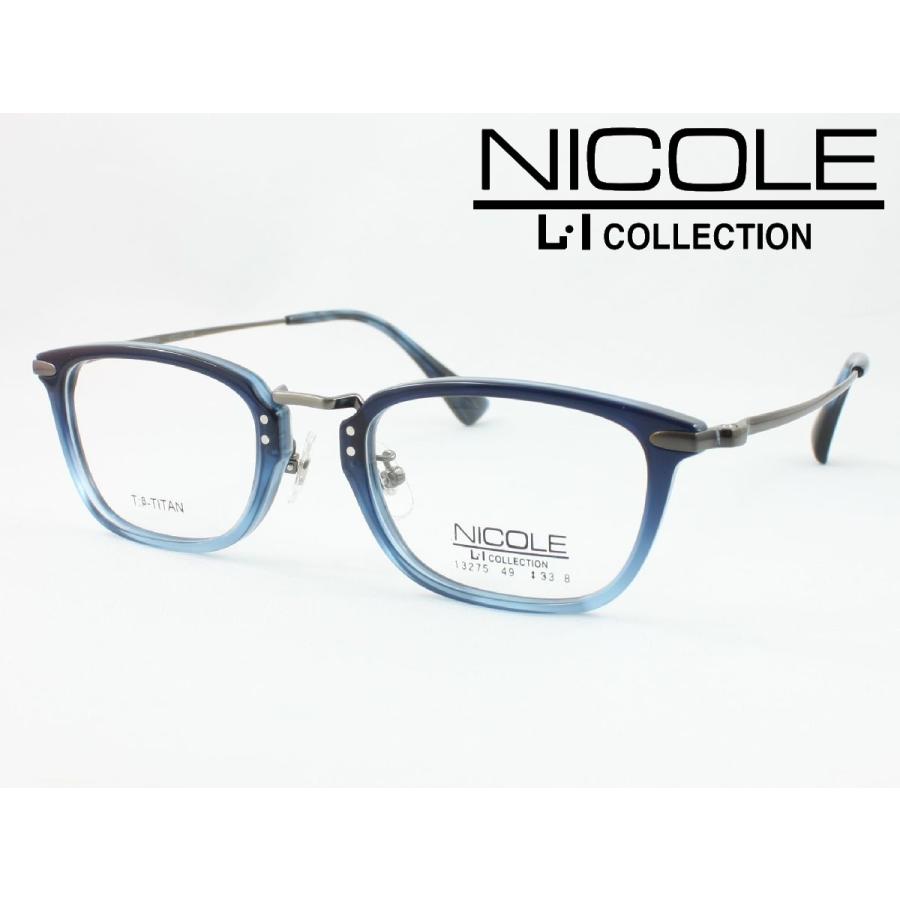 NICOLE ニコル メガネ 薄型非球面レンズセット 13275-2 度付き対応 近視 遠視 老眼 遠近両用 メンズ レディース クラシカル コンビ｜meganezamurai