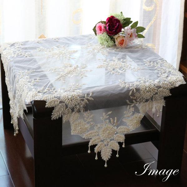フランス風 雑貨 シャビ― フレンチレース テーブルクロス 85×85cm