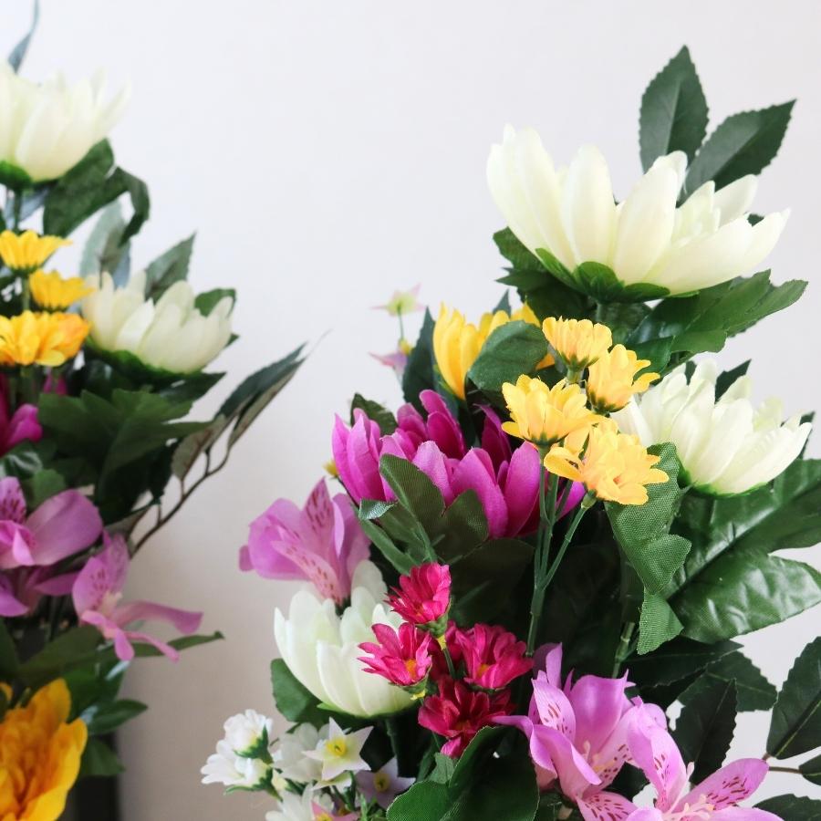 正月用造花仏花 全長56cm 一対 お墓サイズリアル供花 仏壇前でもNo246